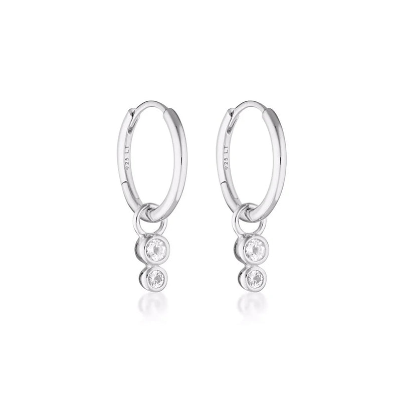 Duo Huggie Hoop Earrings | White Topaz