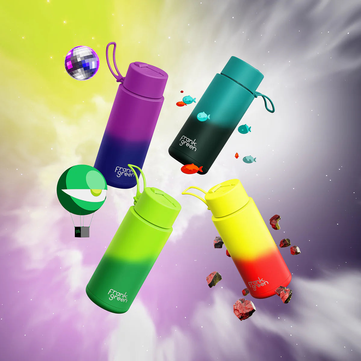 34oz Stainless Steel Single Wall Bottle Colour Change with Flip Straw Lid