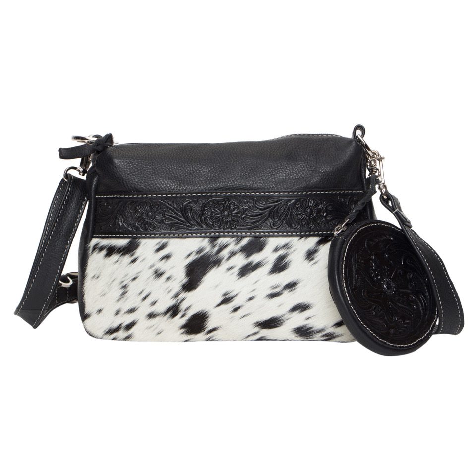 Punata Cowhide Camera Bag with Carving and Coin Purse