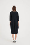 Jacquard Diagonal Seam Dress | Black