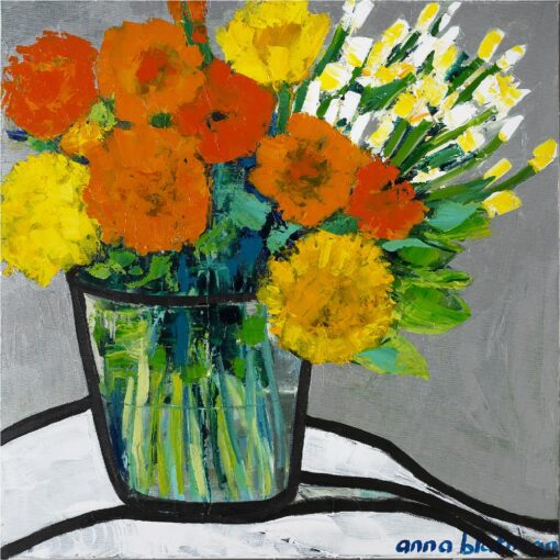 Colourful Flowers By Anna Blatman | Stone Drink Coaster Collection