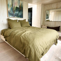 French Linen Flat Sheet | Olive