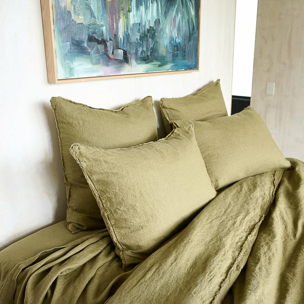 French Linen Pillowcase Set | Olive