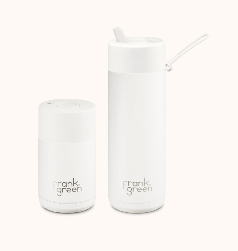 The Essentials Small 12oz Ceramic Reusable Cup + 20oz Ceramic Reusable Bottle | Boxed Gift Set