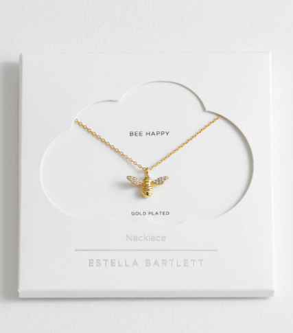 CZ Bee Charm Pendant Necklace | Bee Happy