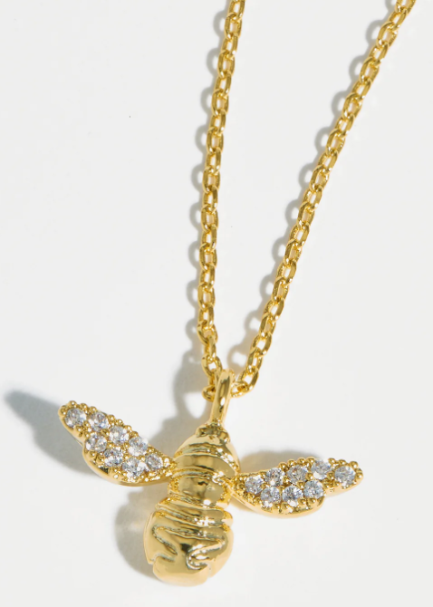 CZ Bee Charm Pendant Necklace | Bee Happy