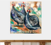 Guinea Fowl Gathering Print | Oak Framed