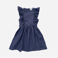 Girls Florence Summer Dress | Navy Linen