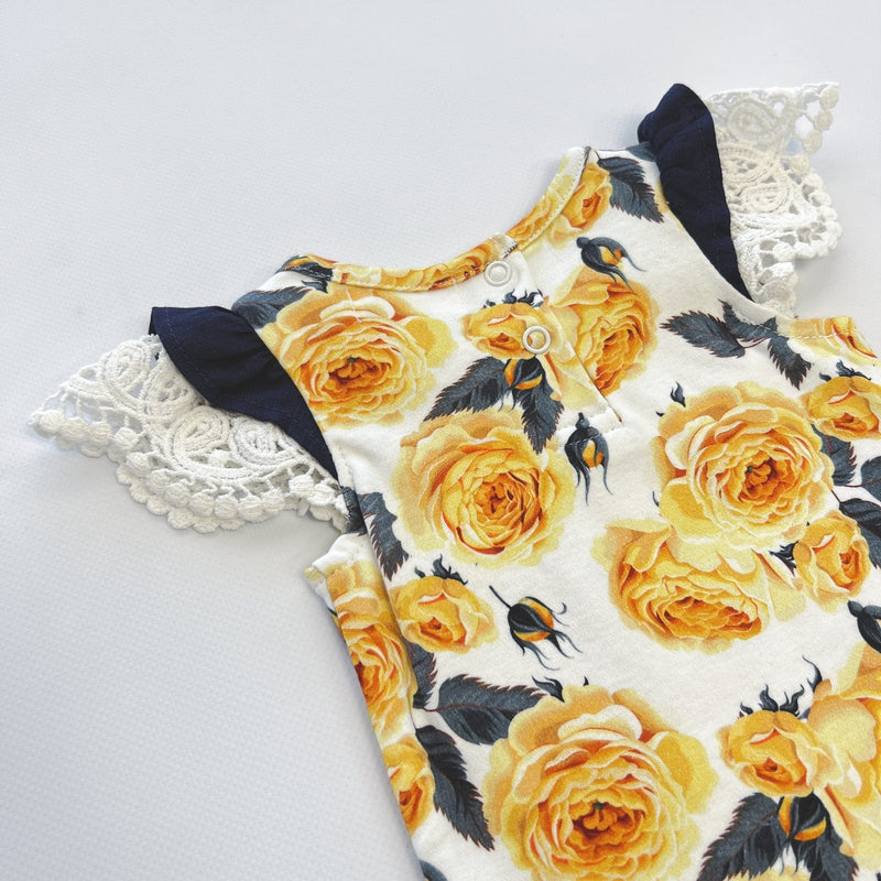 Baby Girls Knit Romper | Lemon Floral