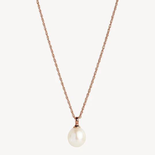 Dew Drop Pearl Necklace | Rose Gold