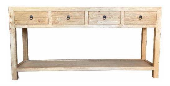 Recycled Elm |4 Drawer Hall Table with Shelf