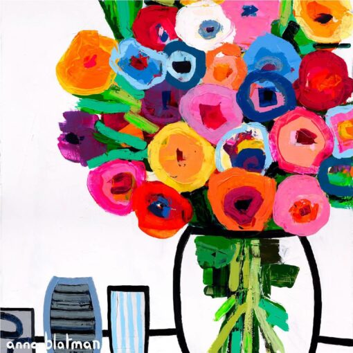 Colourful Flowers By Anna Blatman | Stone Drink Coaster Collection