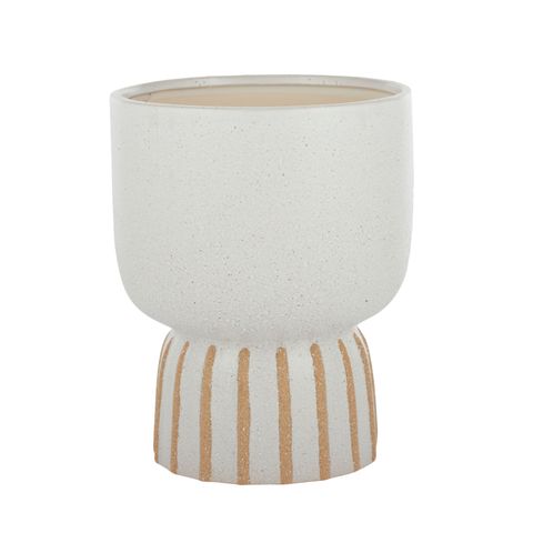 Beaker Ceramic Pot White + Sand