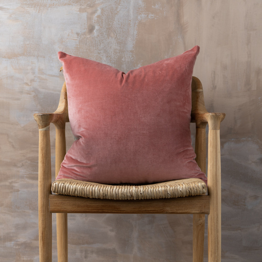 Linen/Velvet Cushion | Guava