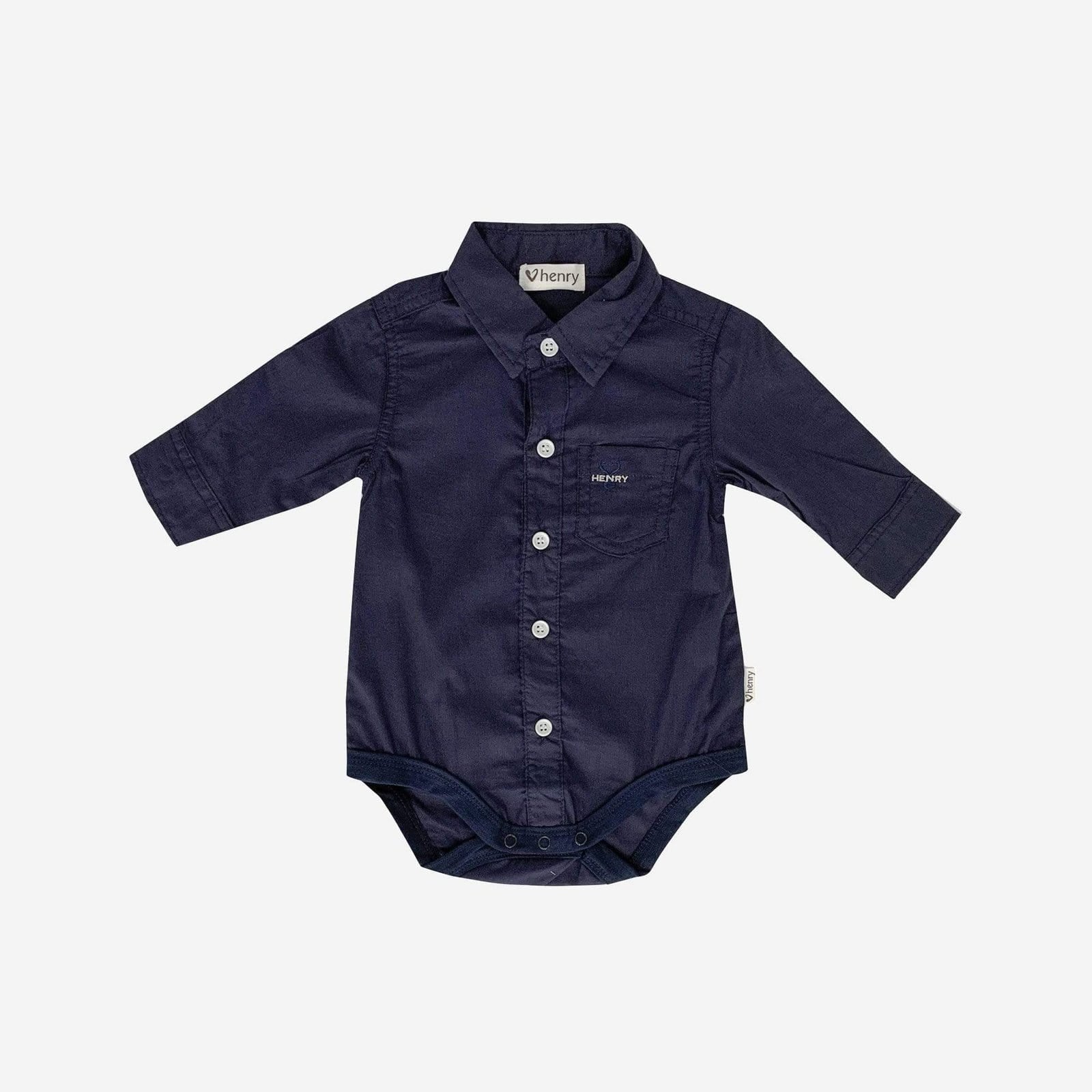 Baby Boys Dress Shirt Romper | Navy