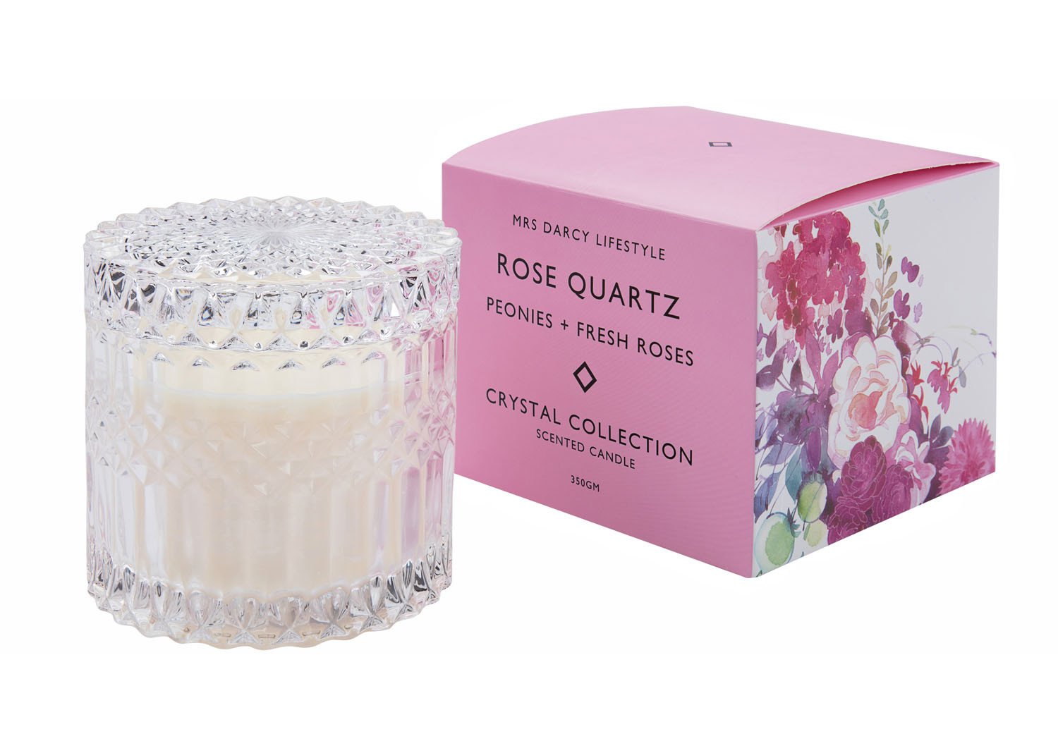 Candle Rose Quartz | Peonies + Fresh Roses