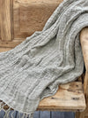 Clover Hand Loomed Linen Throw Natural with Fringe