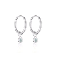 Dew Drop Huggie Hoop Earrings |Aquamarine