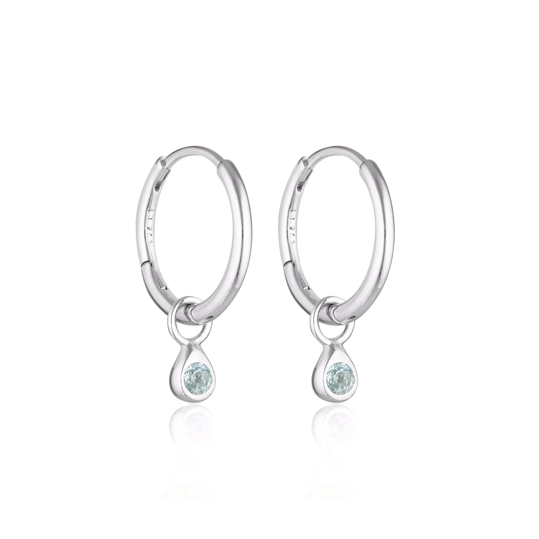 Dew Drop Huggie Hoop Earrings |Aquamarine