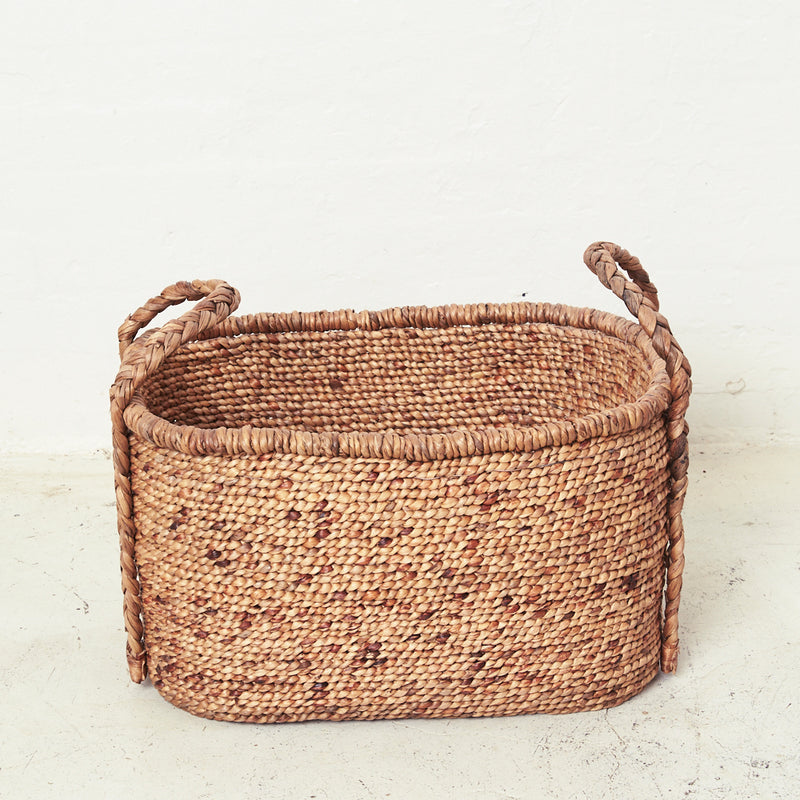 Waterhyacinth Oval Basket with Plaited Handles