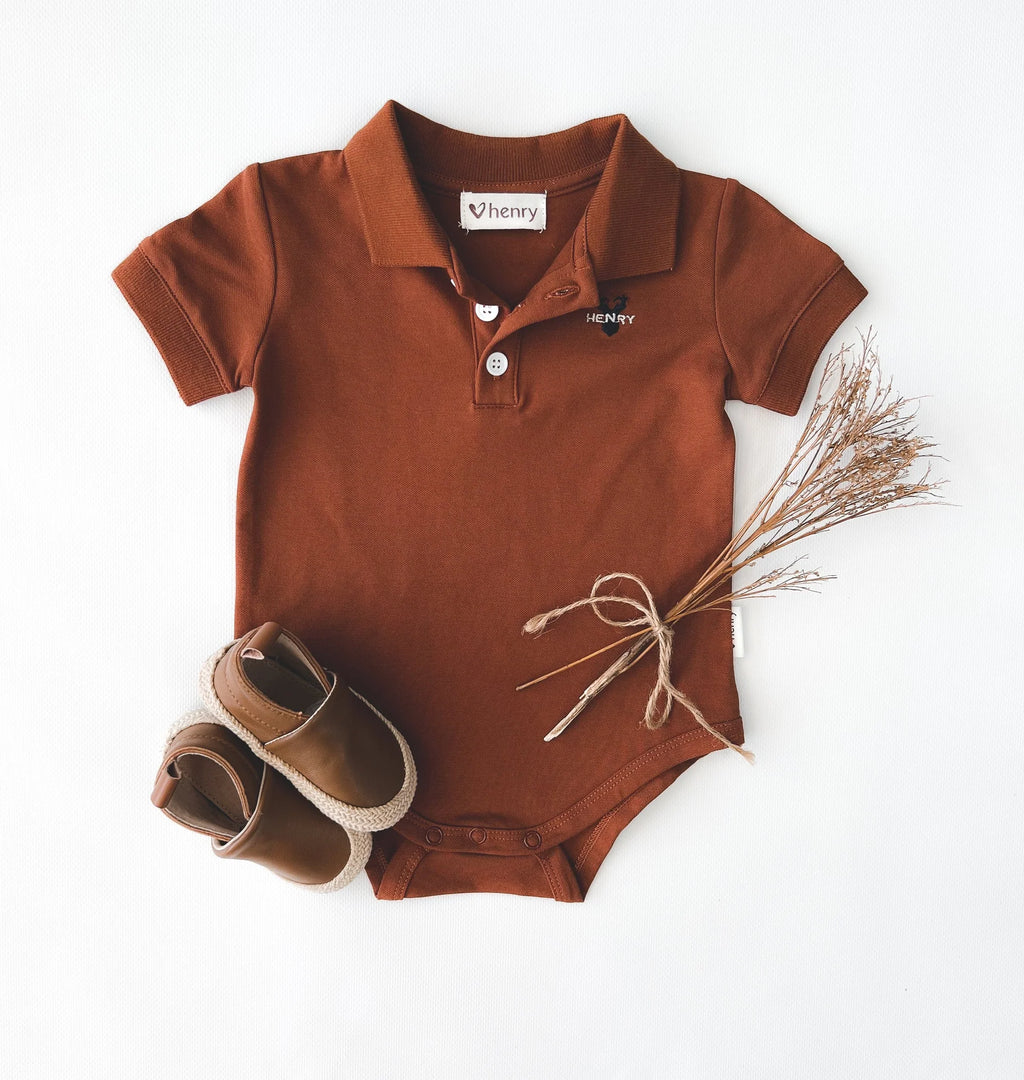 Boys DRIFT Yellow and Blue Polo Romper by Me & Henry main image 0