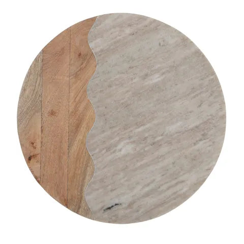 Ondulee Round Marble and Wood Board