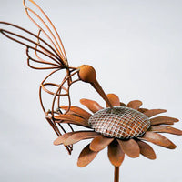 Daisy And Hummingbird Garden Stake