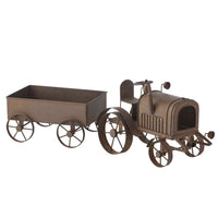 Decorative Rust Tractor w/Wagon