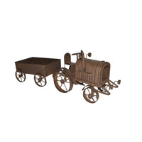 Decorative Rust Tractor w/Wagon