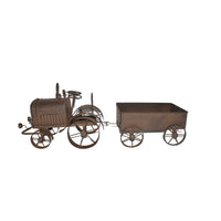 Decorative Rust Tractor w/Wagon