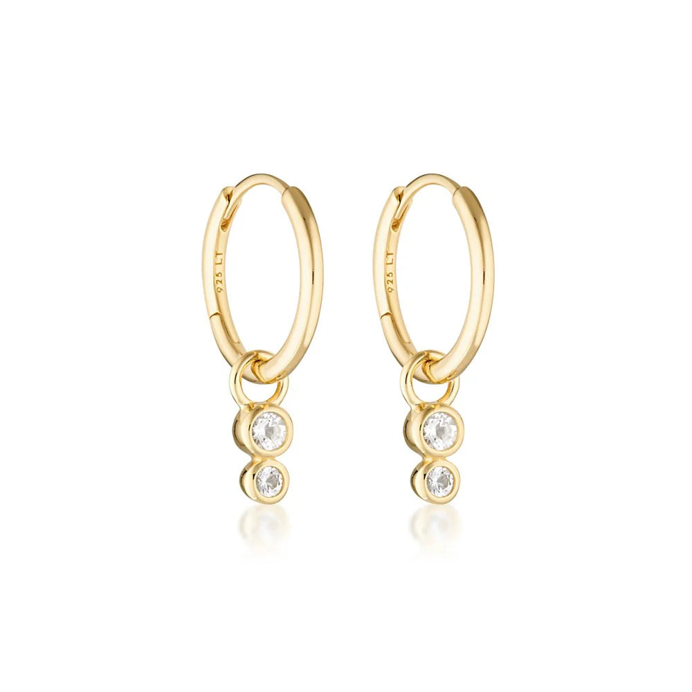 Duo Huggie Hoop Earrings | White Topaz