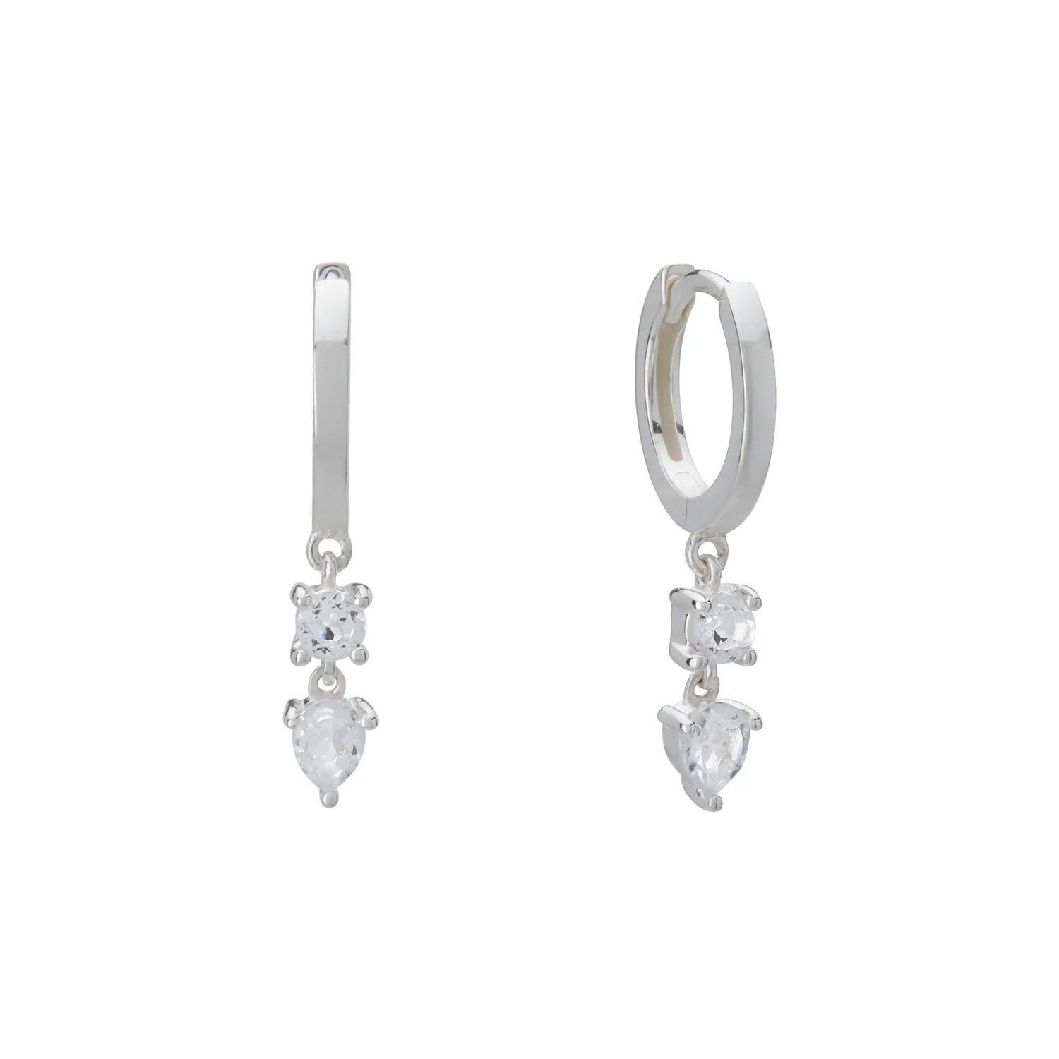 Double Drop Huggies | Sterling Silver