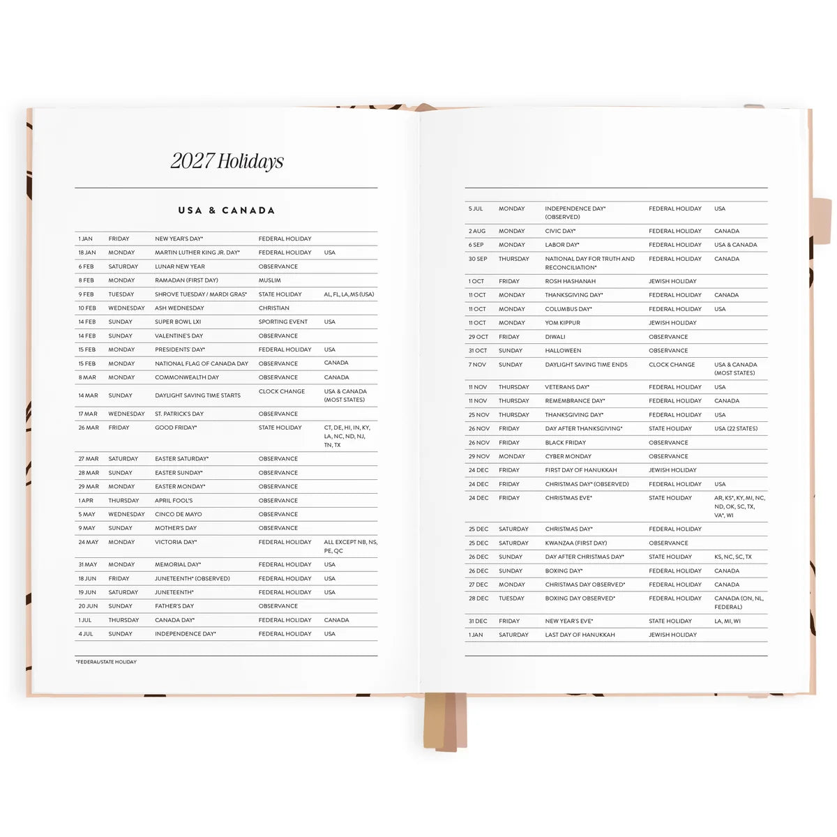 2027 A5 Vertical Planner | Amalfi Latte