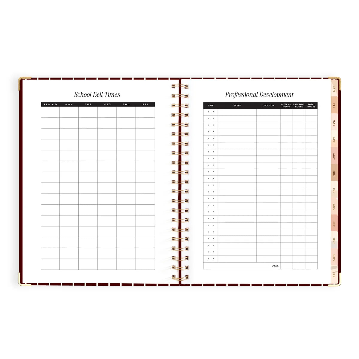 2027 A4 Academic Vertical Planner | Merlot Pinstripe