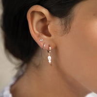 Double Pearl Huggies | Rose Gold Plate