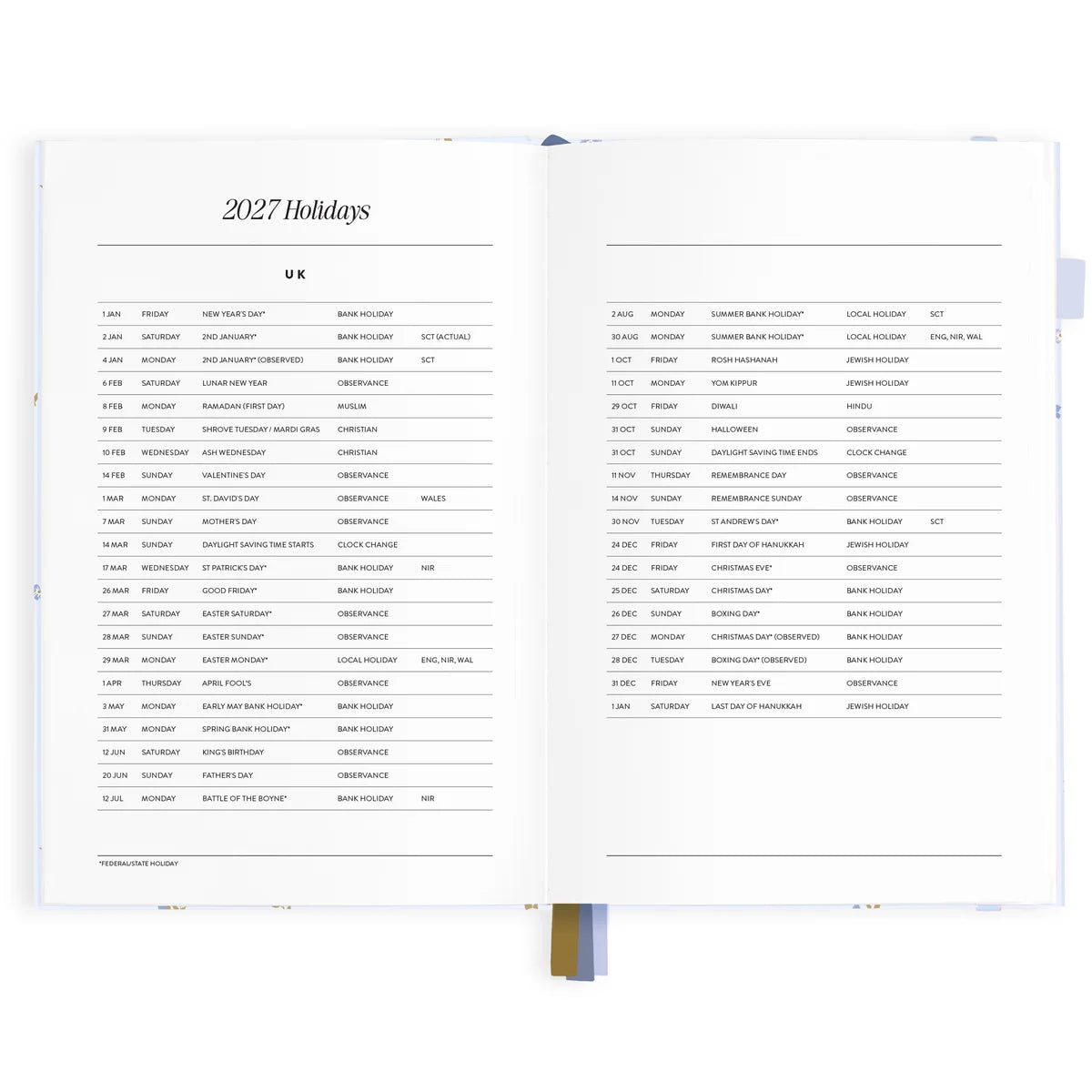 2027 A5 Horizontal Planner | Cornflower