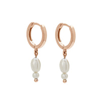 Double Pearl Huggies | Rose Gold Plate