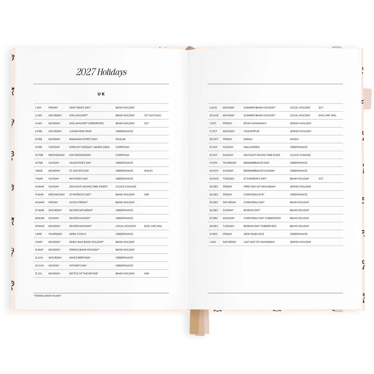 2027 A5 Vertical Planner | French Bows