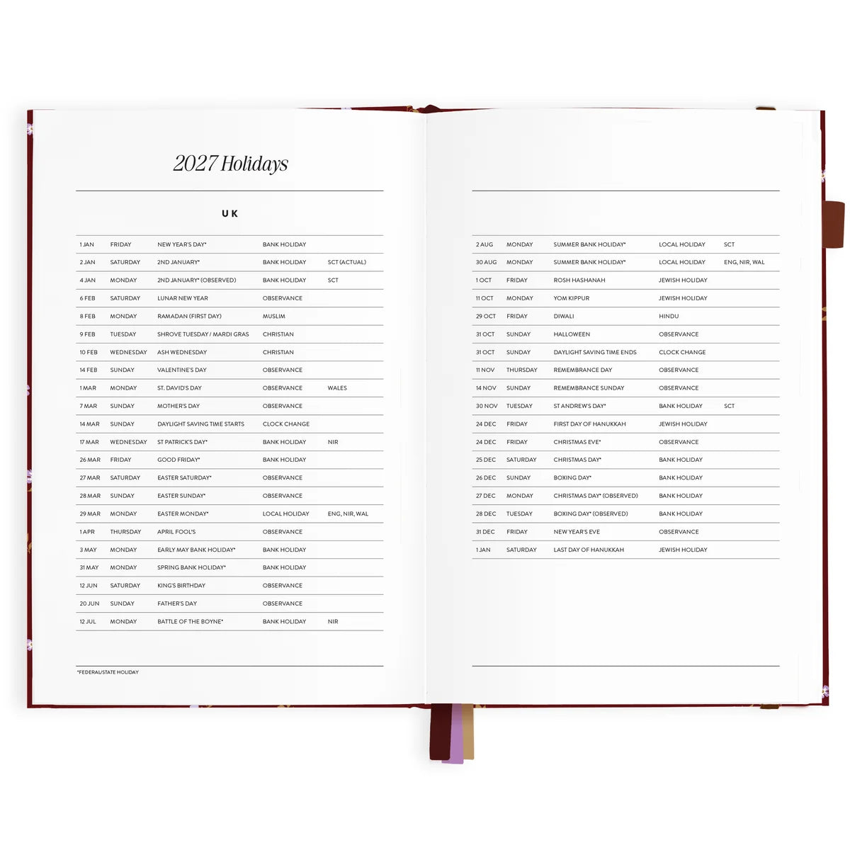 2027 A5 Vertical Planner | Cherry Wisteria