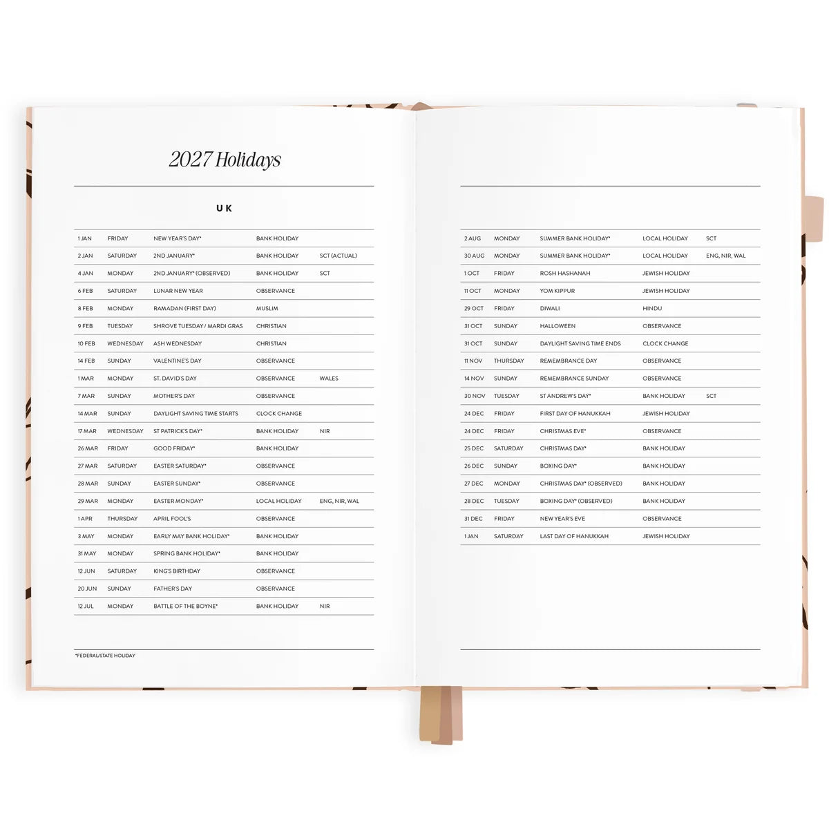 2027 A5 Vertical Planner | Amalfi Latte