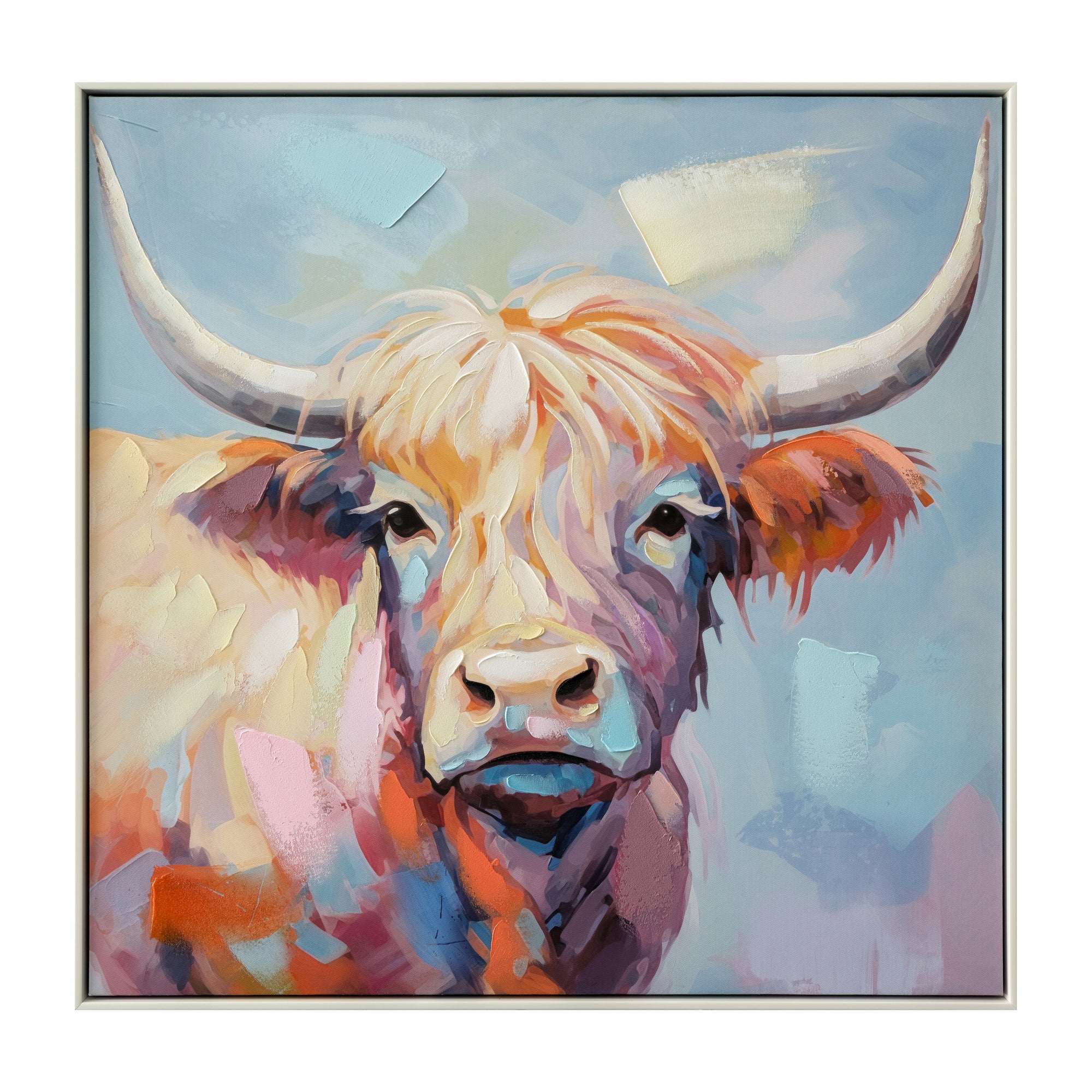 Moo-dy Blue Painting | Framed Canvas Art | 83x83cm