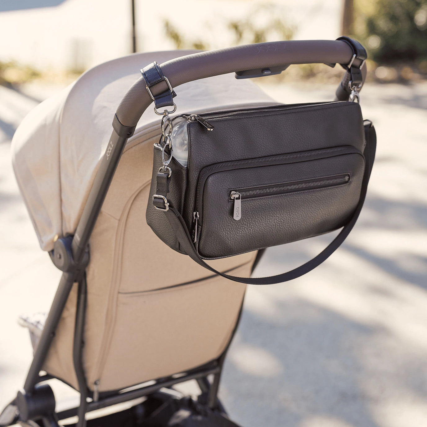 Multitasker Pram Caddy 2.0 | Black Vegan Leather