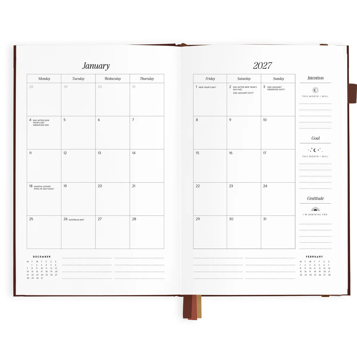 2027 A5 Vertical Planner | Chocolate