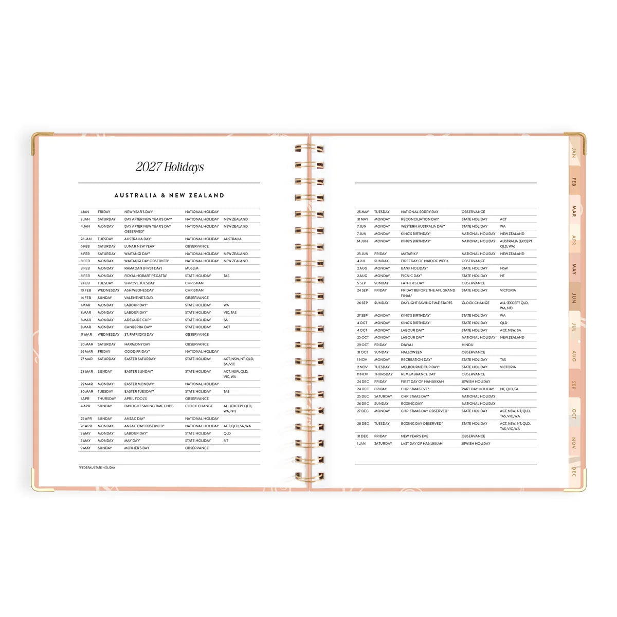 2027 A4 Academic Vertical Planner | Amalfi Peach