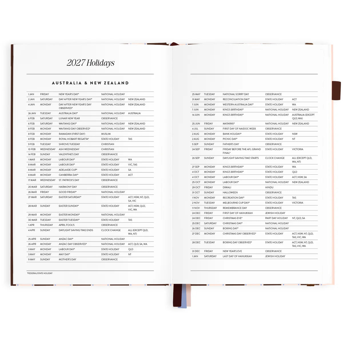 2027 A5 Academic Vertical Planner | Chocolate Stripe