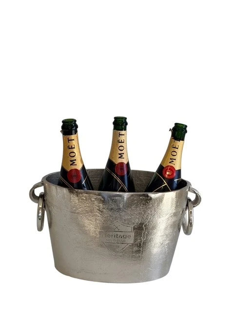 Antiqued Nickel Oval Bucket "Heritage Polo"