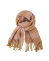 Striped Winter Scarf in Tan & Soft Pink