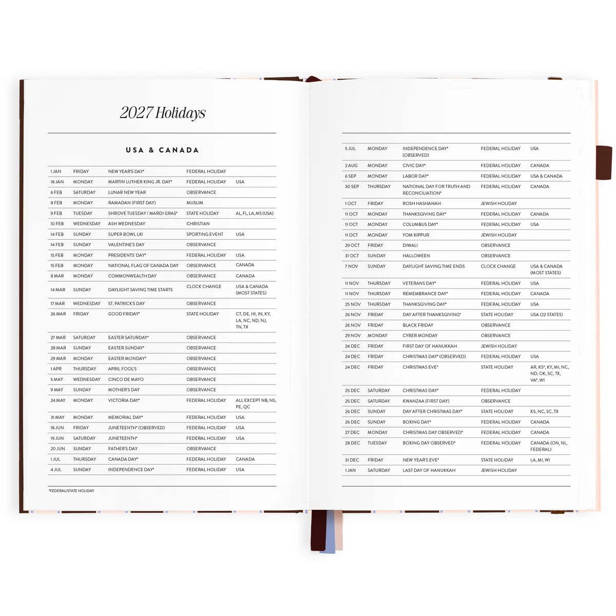 2027 A5 Academic Vertical Planner | Chocolate Stripe