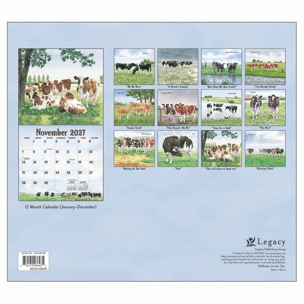 Cows In The Meadow 2027 | Wall Calendar