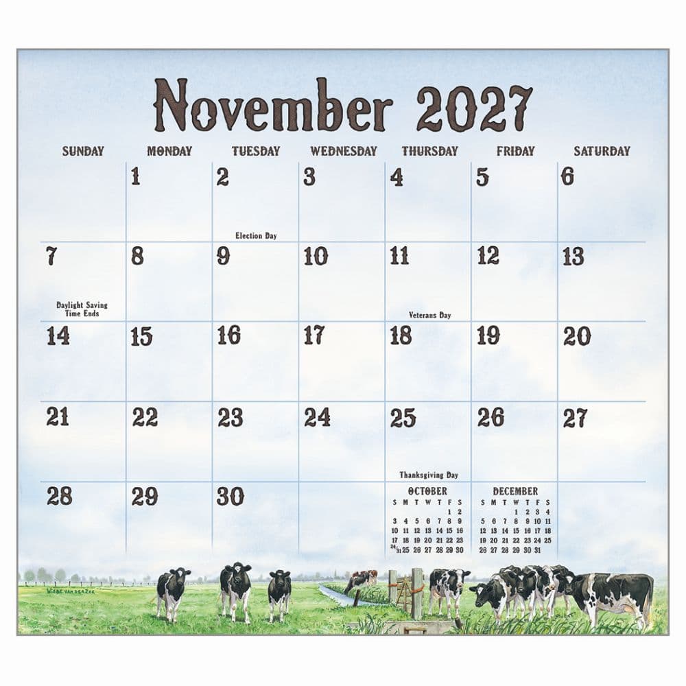 Cows In The Meadow 2027 | Wall Calendar
